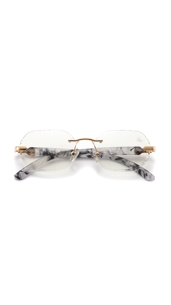 Diamond Cut Willow Anti Blue White Marble | Gold