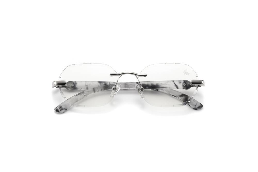 Diamond Cut Willow Anti Blue White Marble | Silver