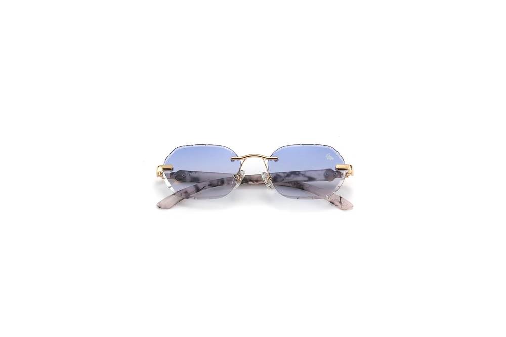 Diamond Cut willow White Marble Blue | Gold