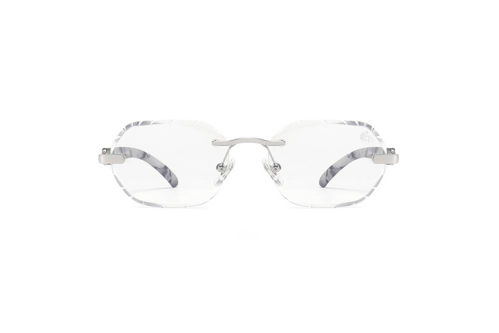 Diamond Cut Willow Anti Blue White Marble | Silver