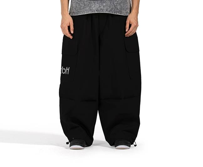 Oversized Parachute Cargo Trousers in Black