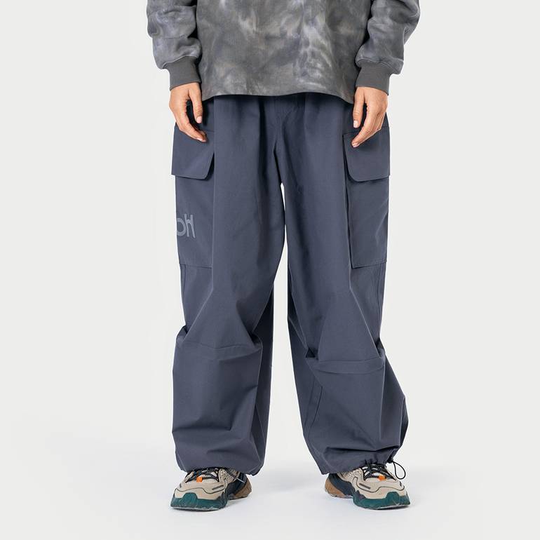 Oversized Parachute Cargo Trousers in Charcoal