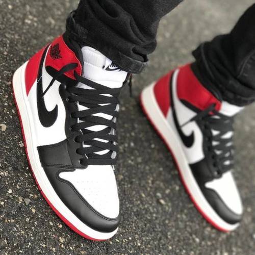 high top jordans red and black
