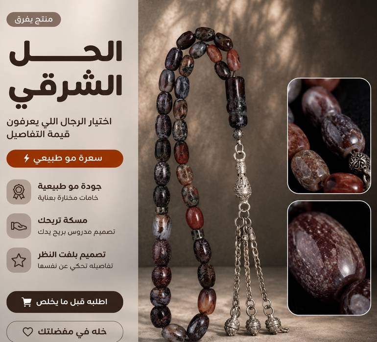 سبحة عقيق يمني طبيعي فاخر