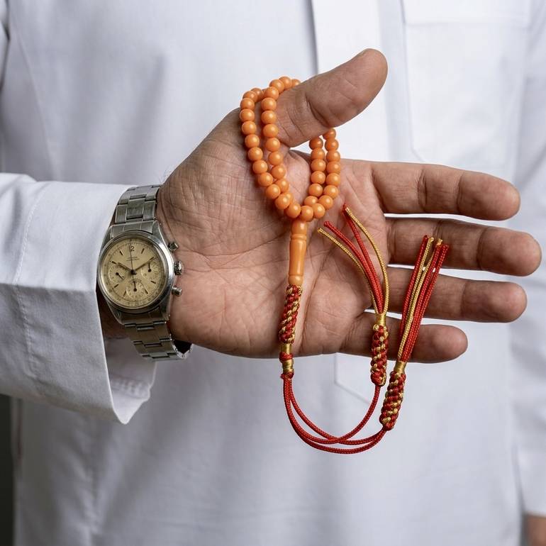 مسباح سندلس برتقالي فاخر - قصة زيتونية ناعمة ووزن مثالي | كشخة أهل الرياض