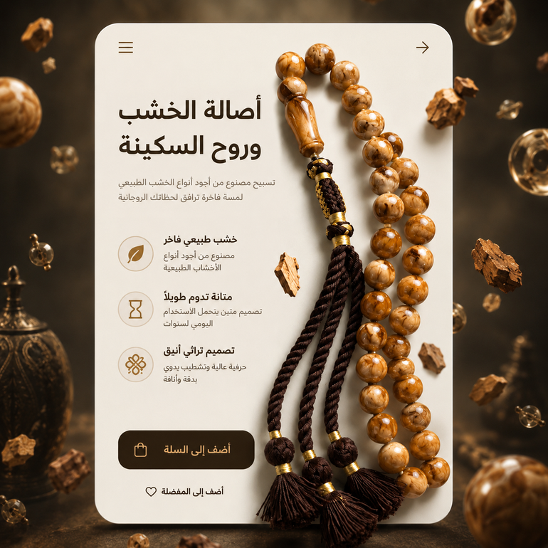 مسباح معجون كهرمان فواح ذهبي بني معرق كركوشة بني تفصال