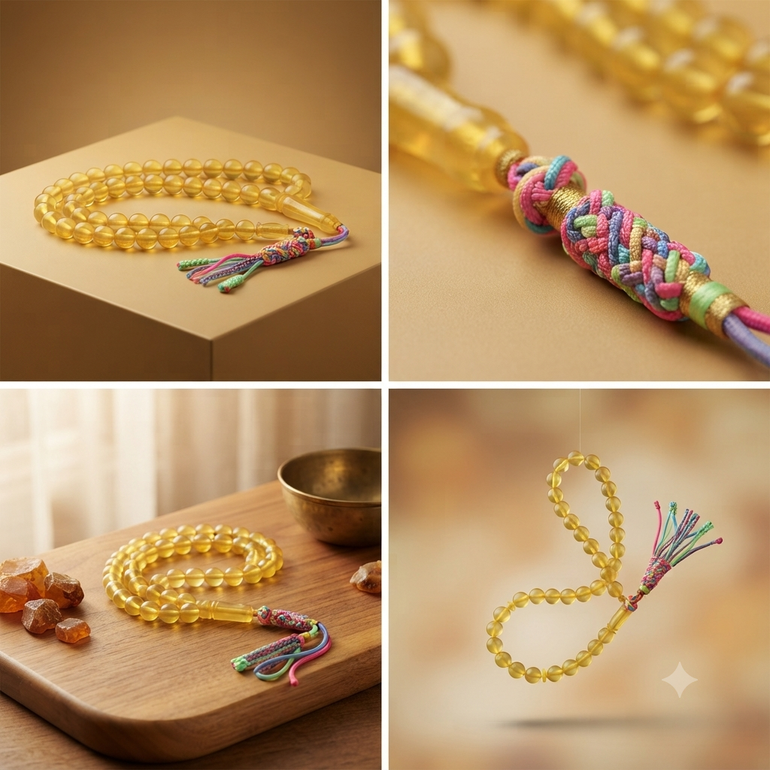 مسباح بكلايت شفاف اصفر تفصال ملون