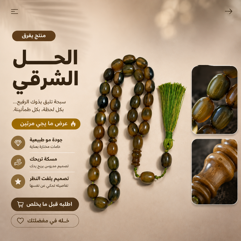 مسباح فاتوران زيتوني معرق كركوشة