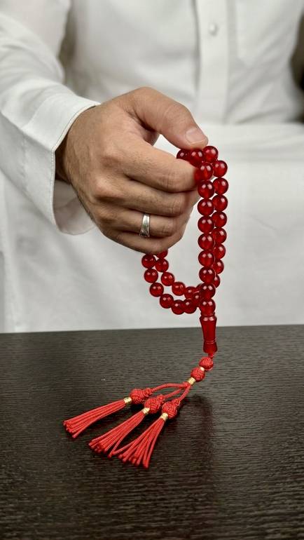 مسباح زعفراني فاخر احمر مع كوكوشة تفصال خاص احمر خصلات