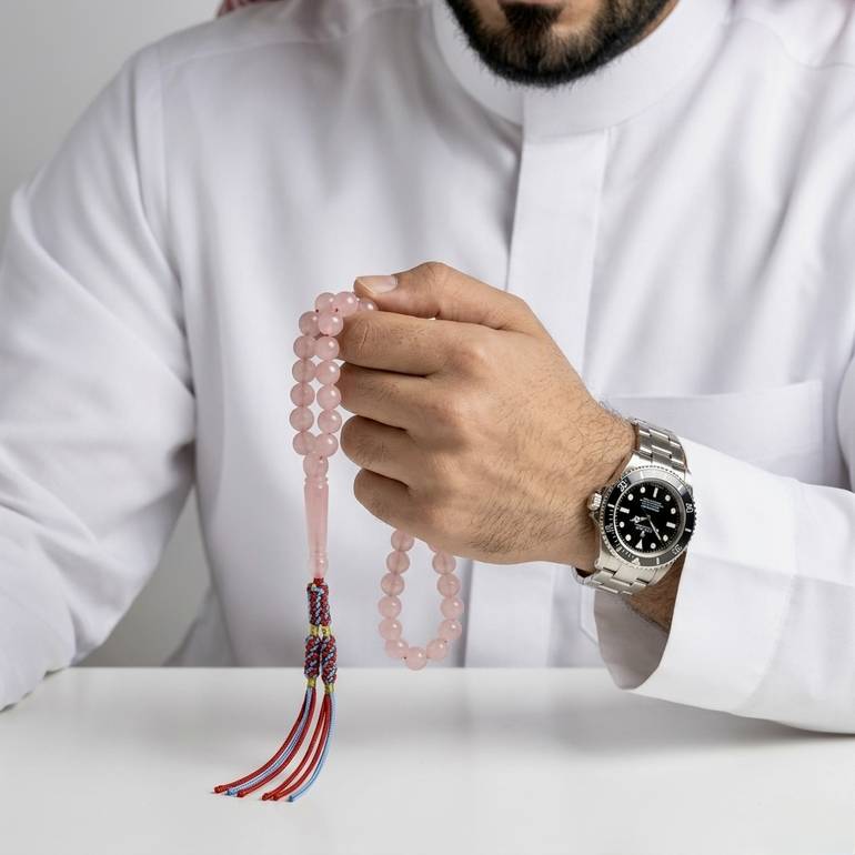 مسباح بكلايت وردي شفاف 