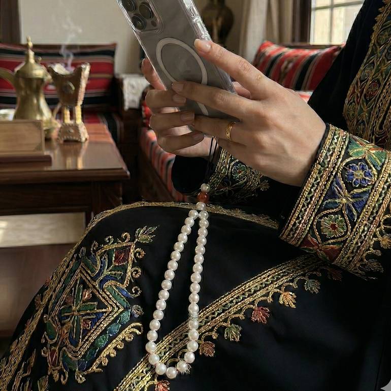 تعليقة جوال لؤلؤ فاخرة - تصميم يدوي أنيق لطلة متميزة | إكسسوارات الجوال الراقية