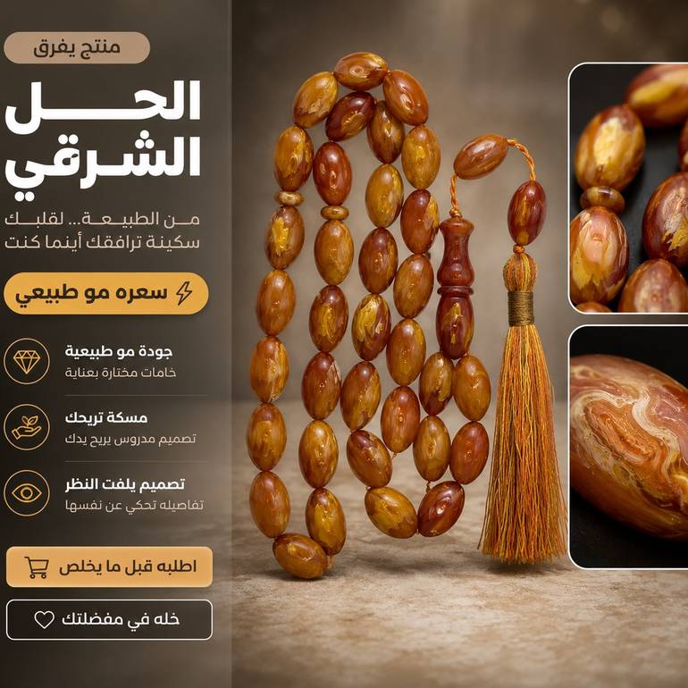مسباح فاتوران لوزي عسلي تفصال شعر 