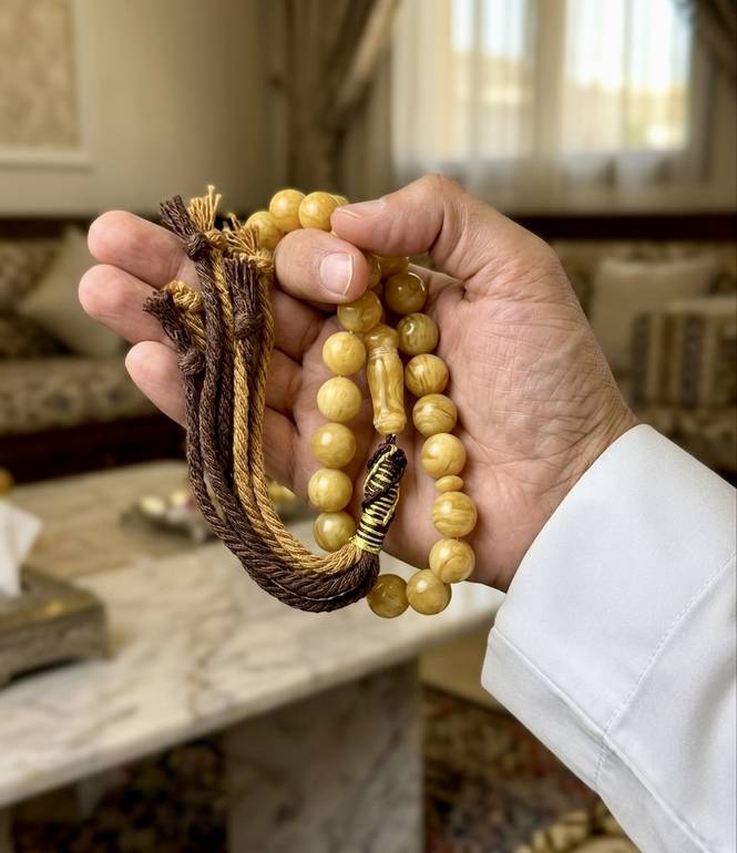 سبحة معجن كهرمان معرق طبيعي - تجزيعات رخامية فاخرة وجمالية