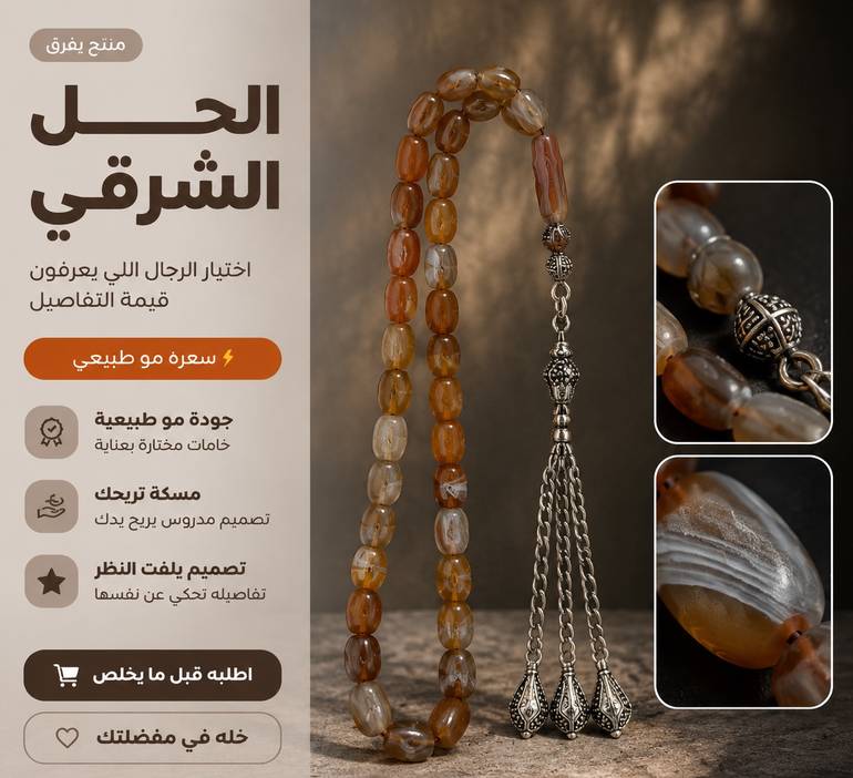 مسباح عقيق يمني طبيعي فخم 