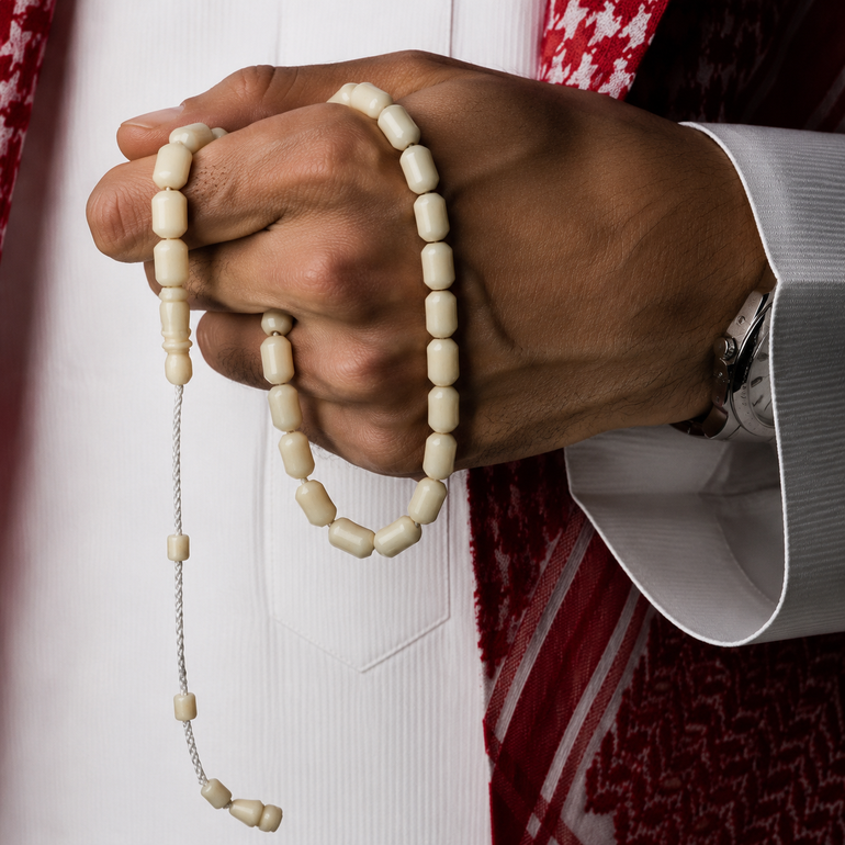 مسباح عظم جمل تمليكة برميلي خيط ابيض