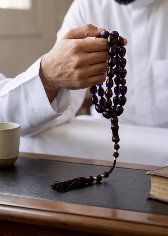 مسباح زعفراني فاخر عنابي حرباء مع كوكوشة تفصال خاص شعر