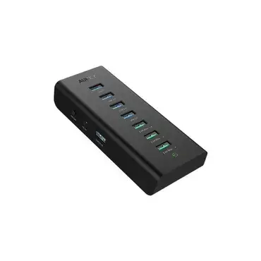 Aukey CB-H19 USB 3.0 Hub with 3 Charging Ports and 4 Data Ports - Black