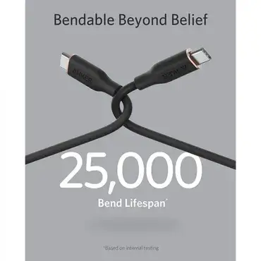 انكر-كيبل شاحن باورلاين فلو الجيل الثالث من USB-C إلى USB-C بطول 0.9 م - أسود