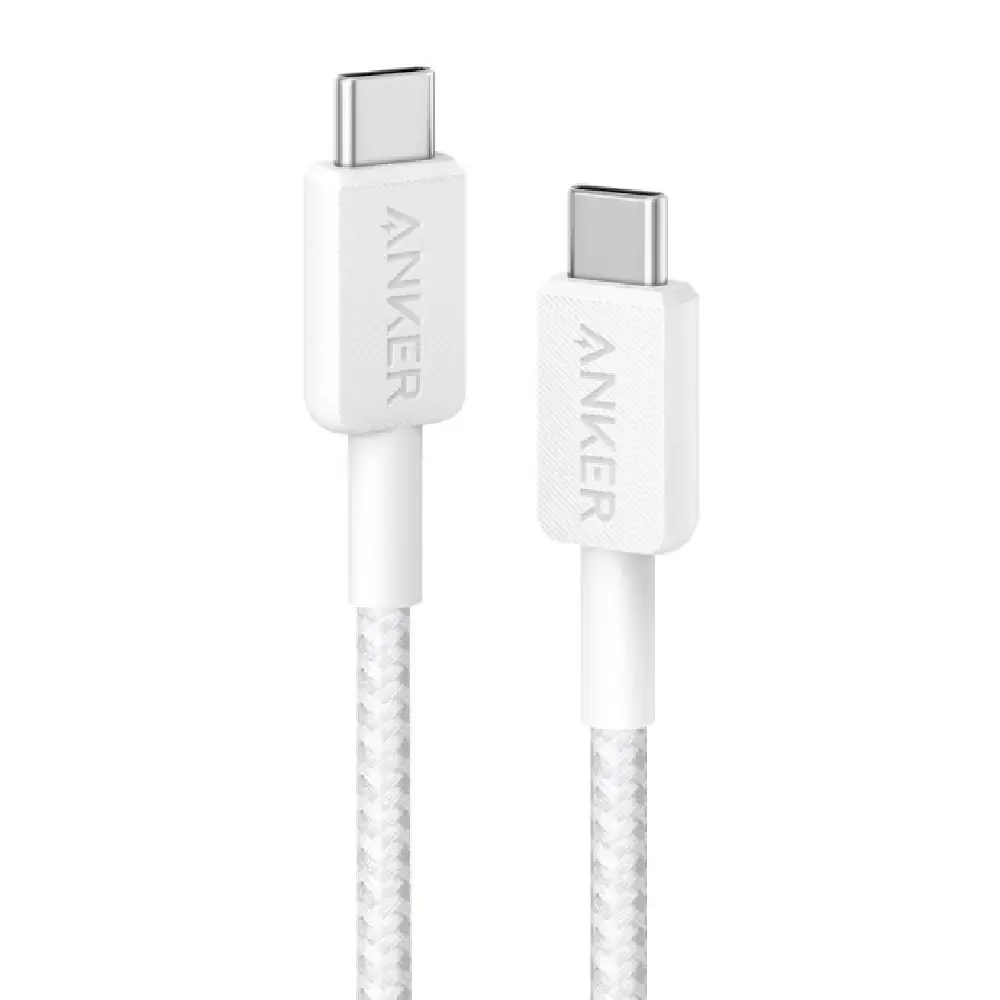كيبل أنكر USB-C إلى USB-C شحن سريع 60 واط 1 متر أبيض