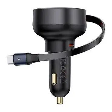 بيسوس- شاحن سيارة Baseus Enjoyment Pro القابل للسحب USB-C بقوة 60 واط