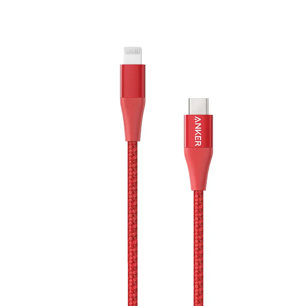 كيبل USB إلى لايتنينج انكر باور لاين بلس2 ، طول 90 سم، احمر