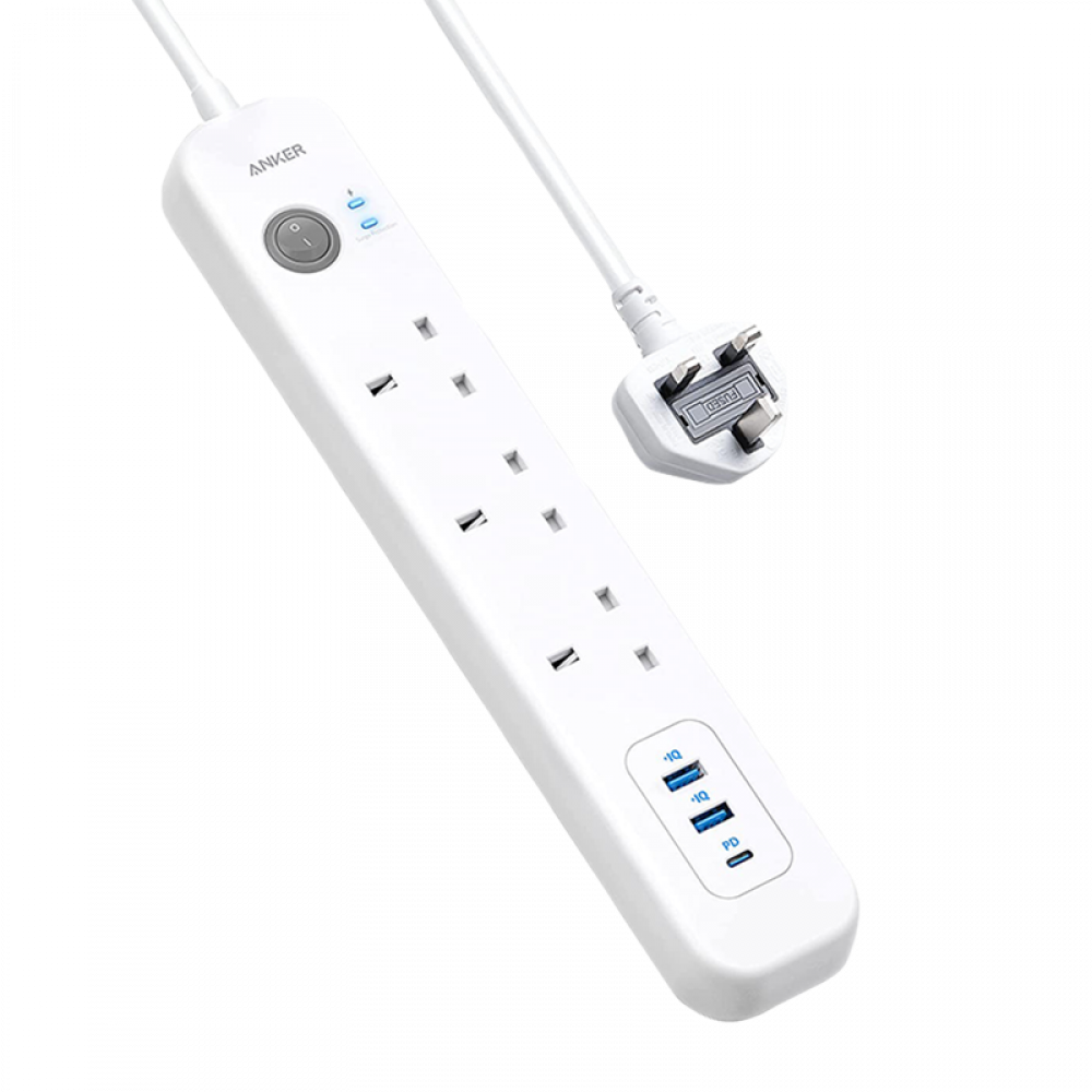 Anker Power Extend 30W with 3 Outlets and USB Ports - White