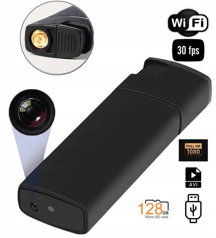 كاميرا مخفية داخل ولاعة بدقة FULL HD واتصال WiFi عبر تطبيق الجوال.