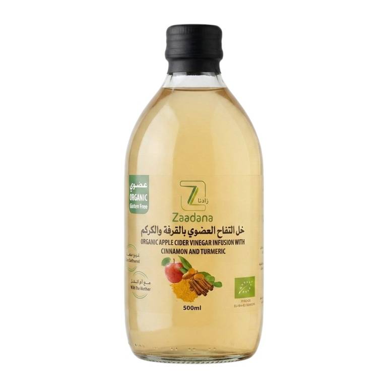 Zaadana Organic Apple Cider Vinegar Infusion with Cinnamon & Turmeric – 500ml | Raw, Unfiltered & Gluten-Free with 