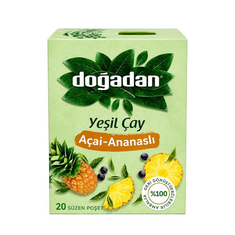 Doğadan Açai Berry and Pineapple Green Tea (20 Tea Bags)