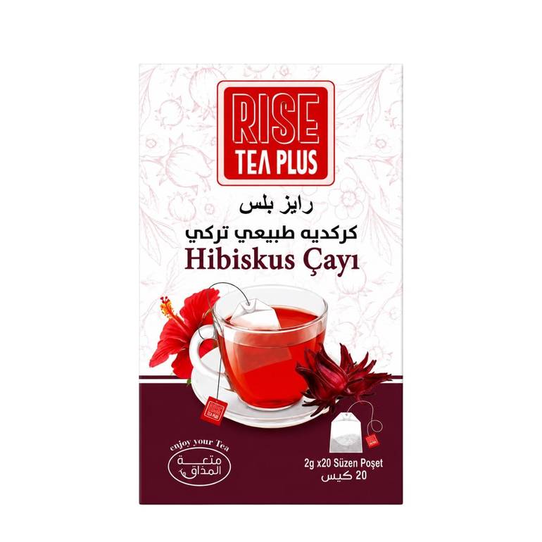 Rise Tea Plus Hibiscus Herbal Tea – 20 Tea Bags (2g x 20)