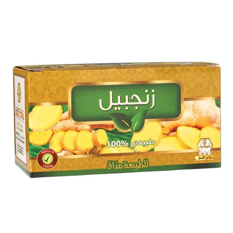 Wadi Al Nahl Pure Ginger Herbal Tea, 100% Natural Warming Infusion - 30 Tea Bags