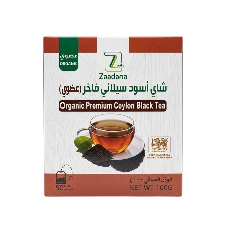 Zaadana Organic Premium Ceylon Black Tea 100g (50 Tea Bags)