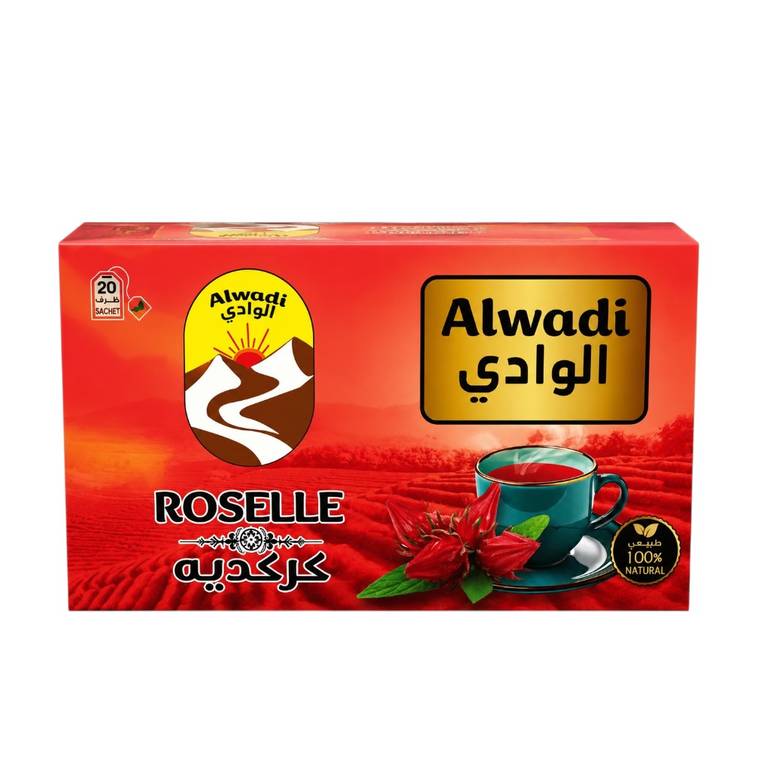 شاي كركديه الوادي، شاي أعشاب طبيعي 100% - 20 ظرف