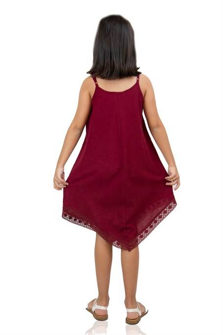 فستان قصير عنابي بناتي