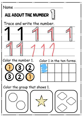 Numbers 1–10 Worksheets | Trace, Color & Count (PDF)