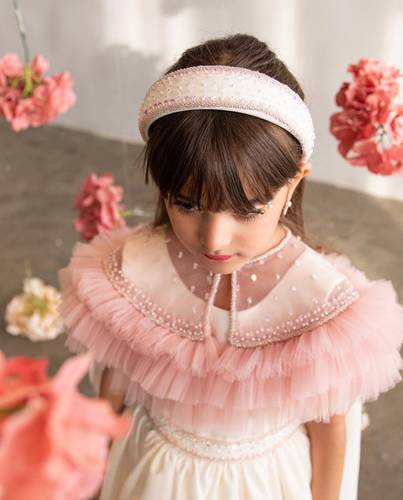 Hairband pink with white
