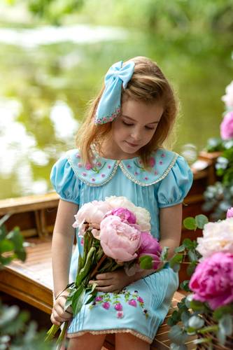 light blue - Rose Bloom Bow