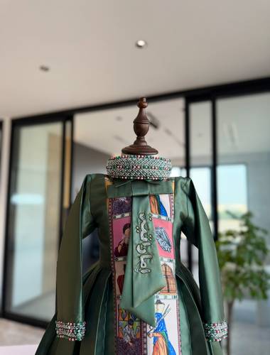 طوق شعر إماراتية طباعة خاصة - أخضر