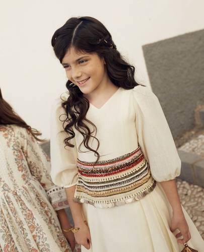 - BEIG BEIGRamadan Dress with Hand Embroidery on the Waist