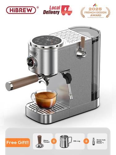 ماكينة قهوة اسبريسو شبه أوتوماتيكية من HiBREW 3 مستويات لدرجة الحرارة قابلة للتعديل باردة/ساخنة 20 بار ماكينة صنع القهوة كابتشينو H13