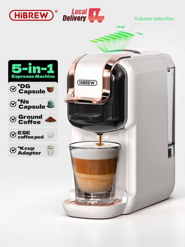 ماكينة صنع القهوة HiBREW 5 في 1 متعددة الكبسولات الساخنة/الباردة DG كابتشينو Nes كبسولة صغيرة ESE Pod قهوة مطحونة كافتيريا 20Bar H2B
