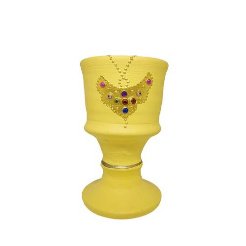 Pottery incense burner decorated with gold - yellow