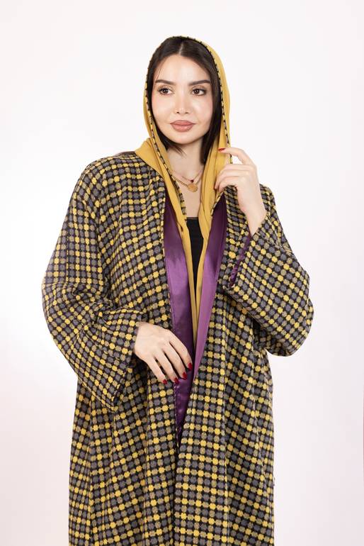 Mustard Polka Dot Abaya 