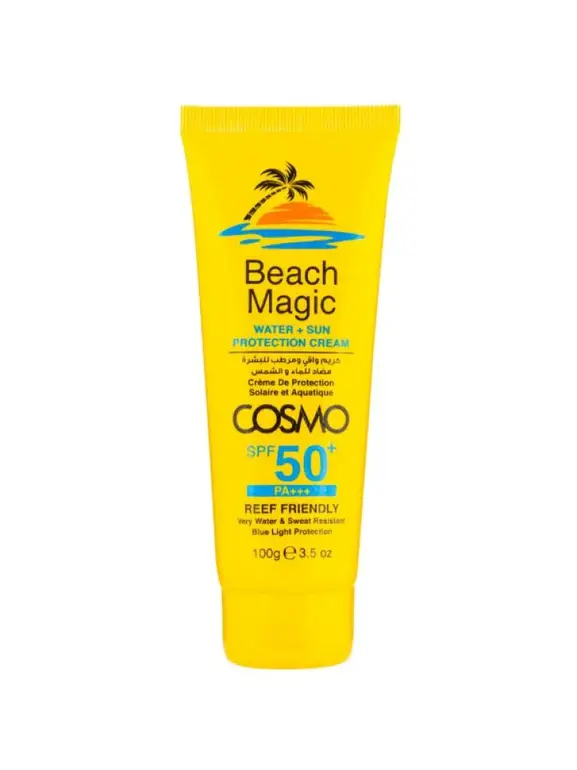 كريم واقي ومرطب للبشرة مضاد للماء والشمس SPF +50 من كوزمو , 100 جرام
