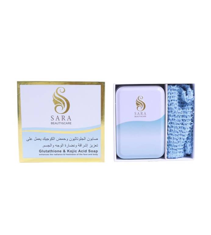 صابونه الجلوتاثيون وحمض الكوجيك لتفتيح الوجه والجسم والمناطق الحساسة من ساره بيوتي , 150 جرام