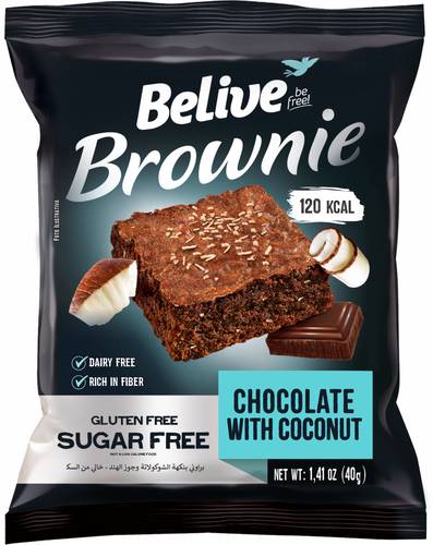 Belive Brownie Gluten Free Sugar Free Chocolate Cocount 40g