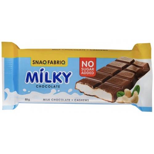 SNAQ FABRIQ NO ADDED SUGAR MILKY CHOCALATE BAR CASHEWS