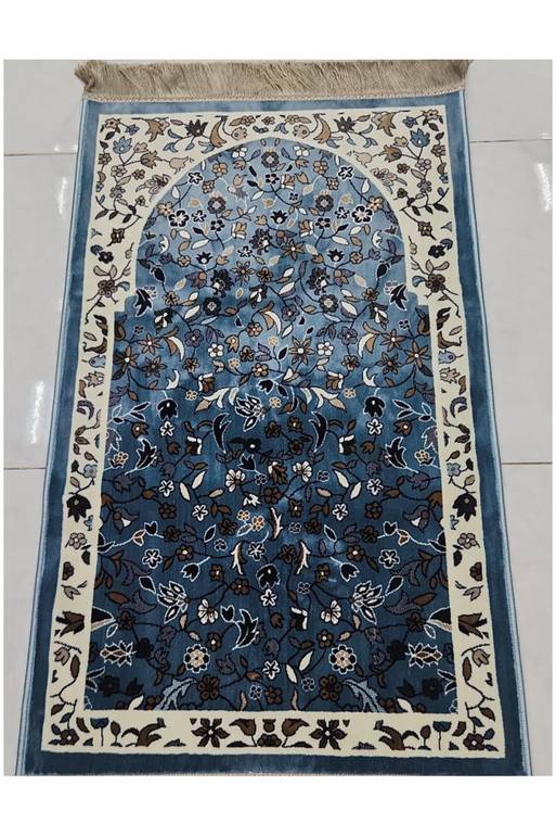 سجادة صلاة مضادة للانزلاق بسمك 4 ملم - اسلامية مقاس 110 × 70 بتصميم اقواس محراب سجاد الروضة البولي