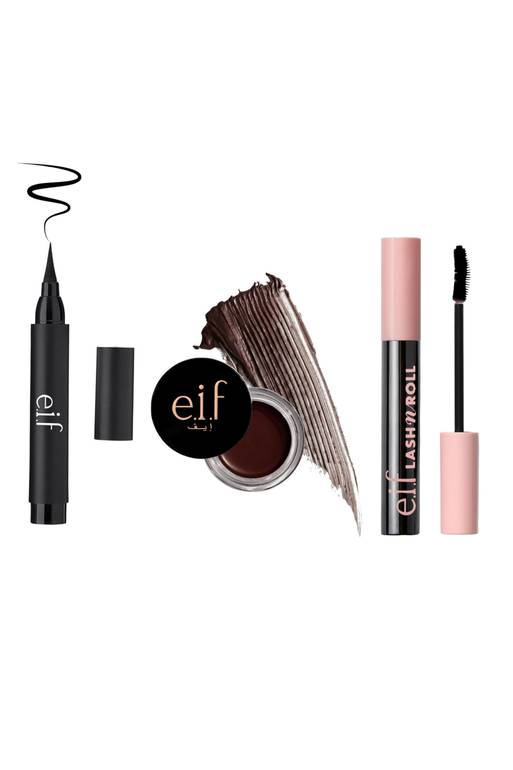 مجموعة تحديد العين الاحترافية Mascara + Eyeliner + Brow Gel لإطلالة رموش مرفوعة وخط آيلاينر دقيق