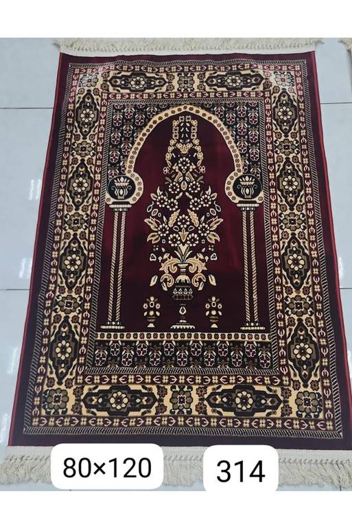سجادة صلاة تركية الصنع باللون الأحمر ومقاس 80x120 سم.
